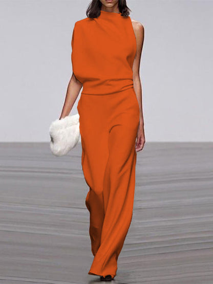 Women's Sleeveless Jumpsuit Open Back Design