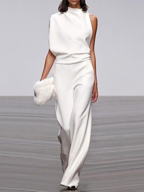 Women's Sleeveless Jumpsuit Open Back Design