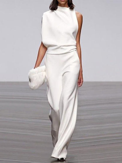 Women's Sleeveless Jumpsuit Open Back Design