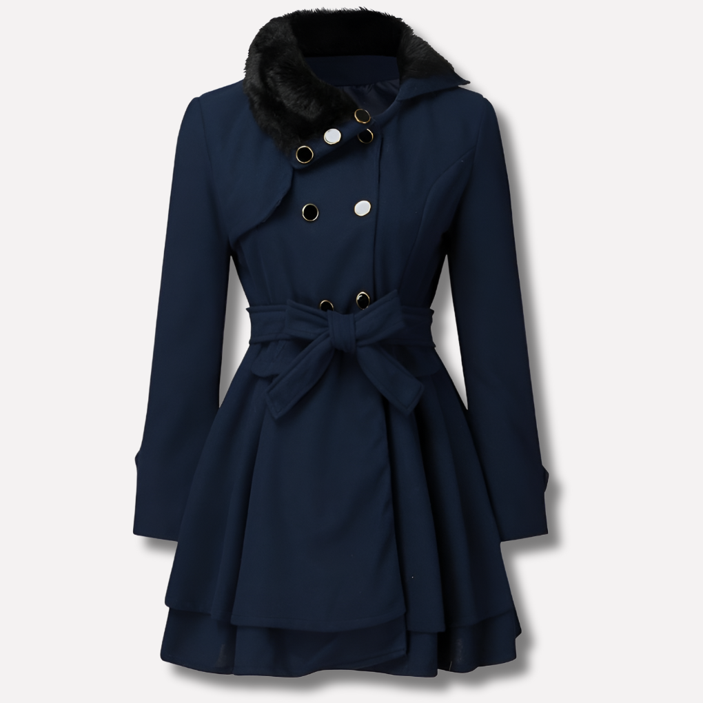 Women's Winter Coat Button Front Belted