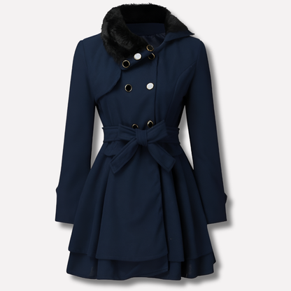 Women's Winter Coat Button Front Belted