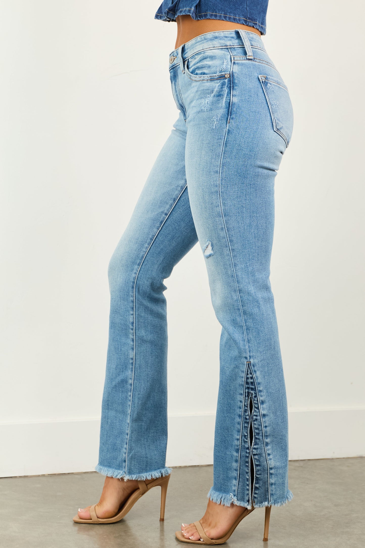 Women's Bootcut Jeans Medium Wash Stretch Denim - VibreMode