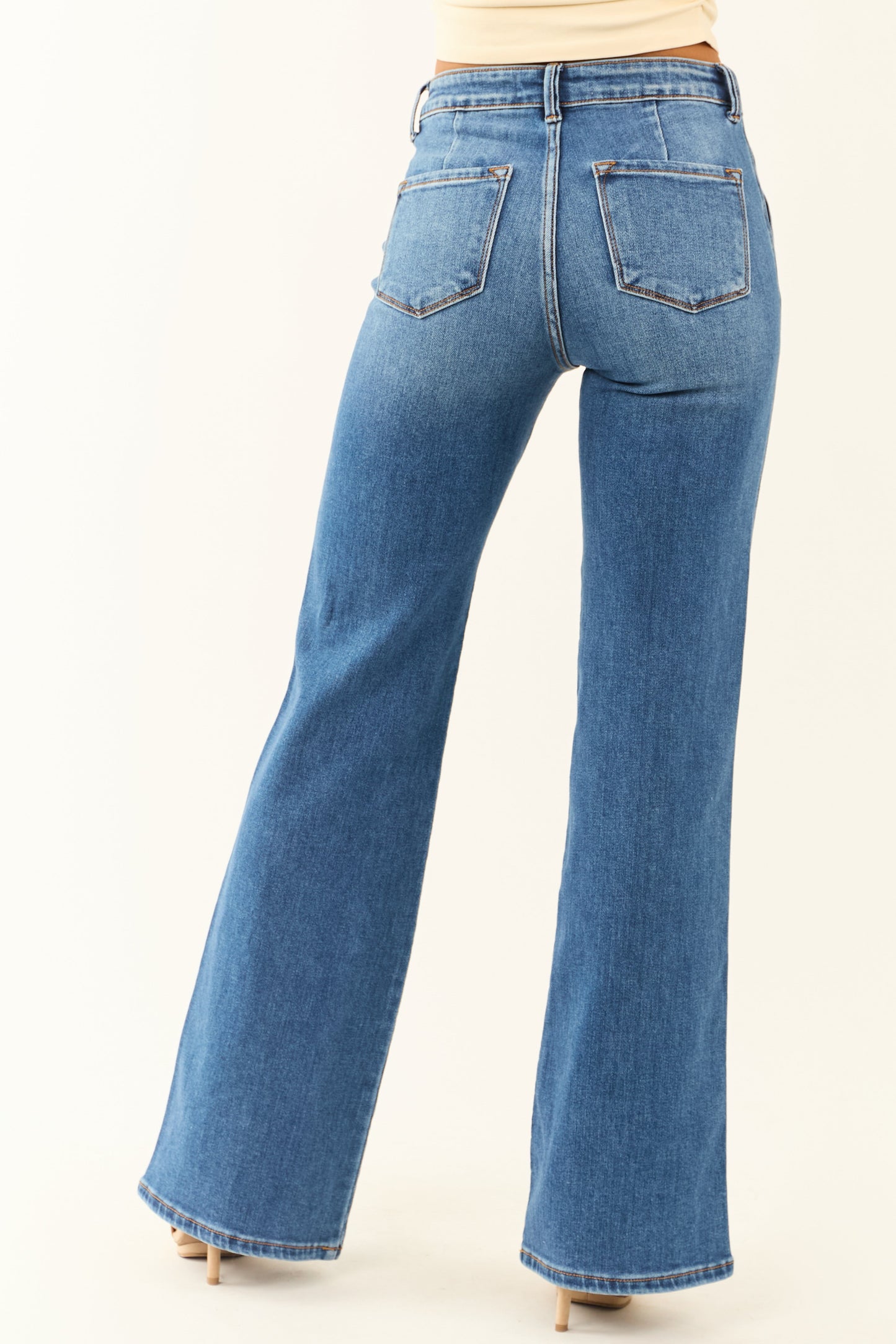 Women's High Rise Flare Jeans Medium Wash Ultra High Rise