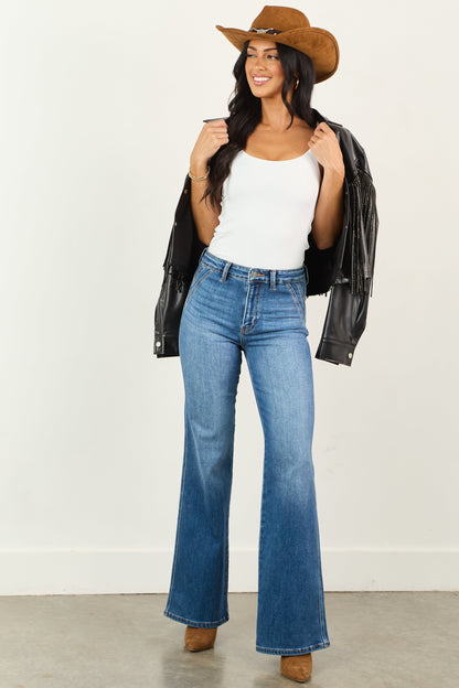 Women's High Rise Flare Jeans Medium Wash Ultra High Rise