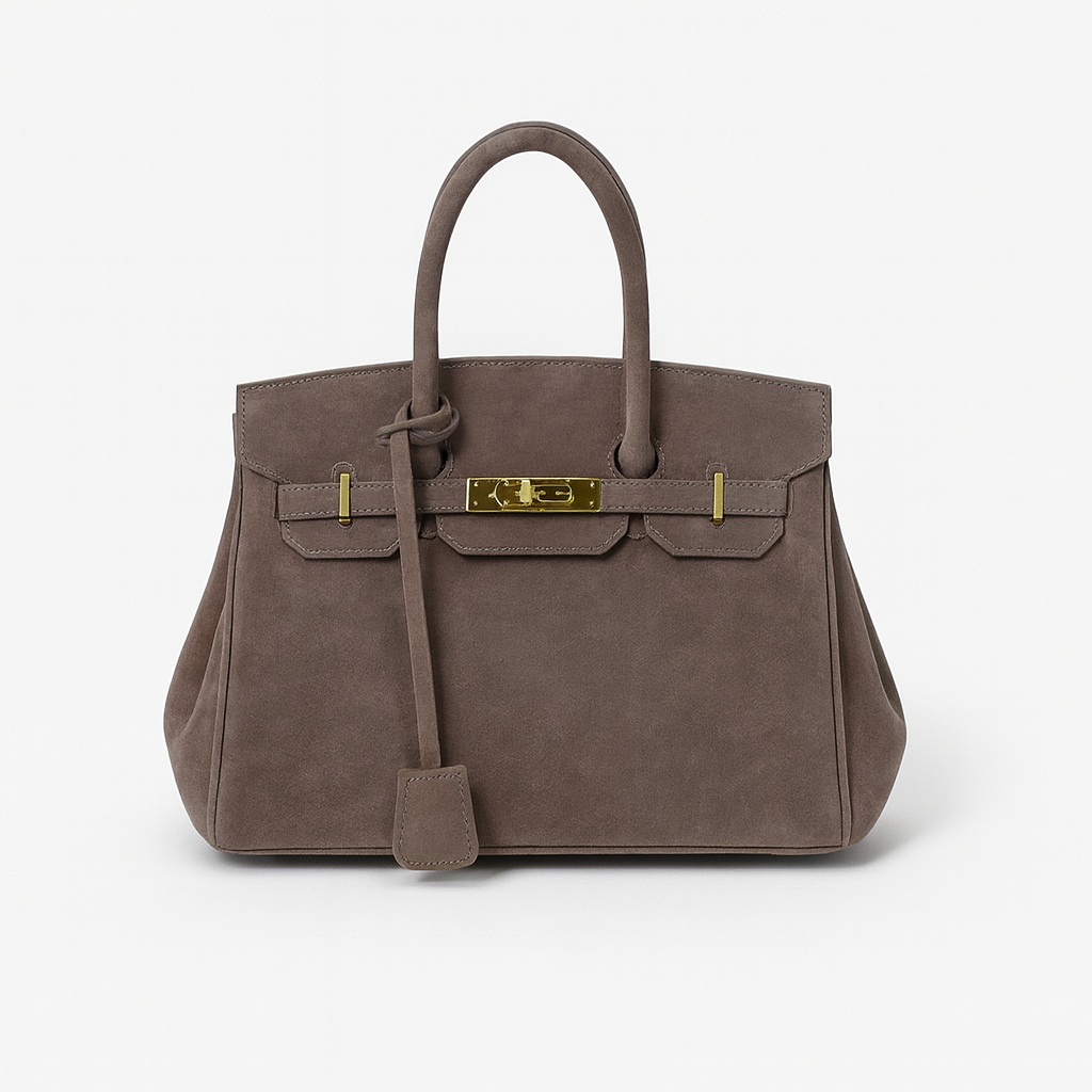 Women's Suede Shoulder Bag Gold Hardware - VibreMode