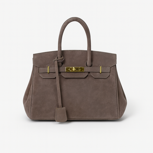 Women's Suede Shoulder Bag Gold Hardware - VibreMode