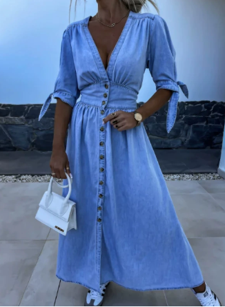 Women's Denim Dress Comfortable Blue