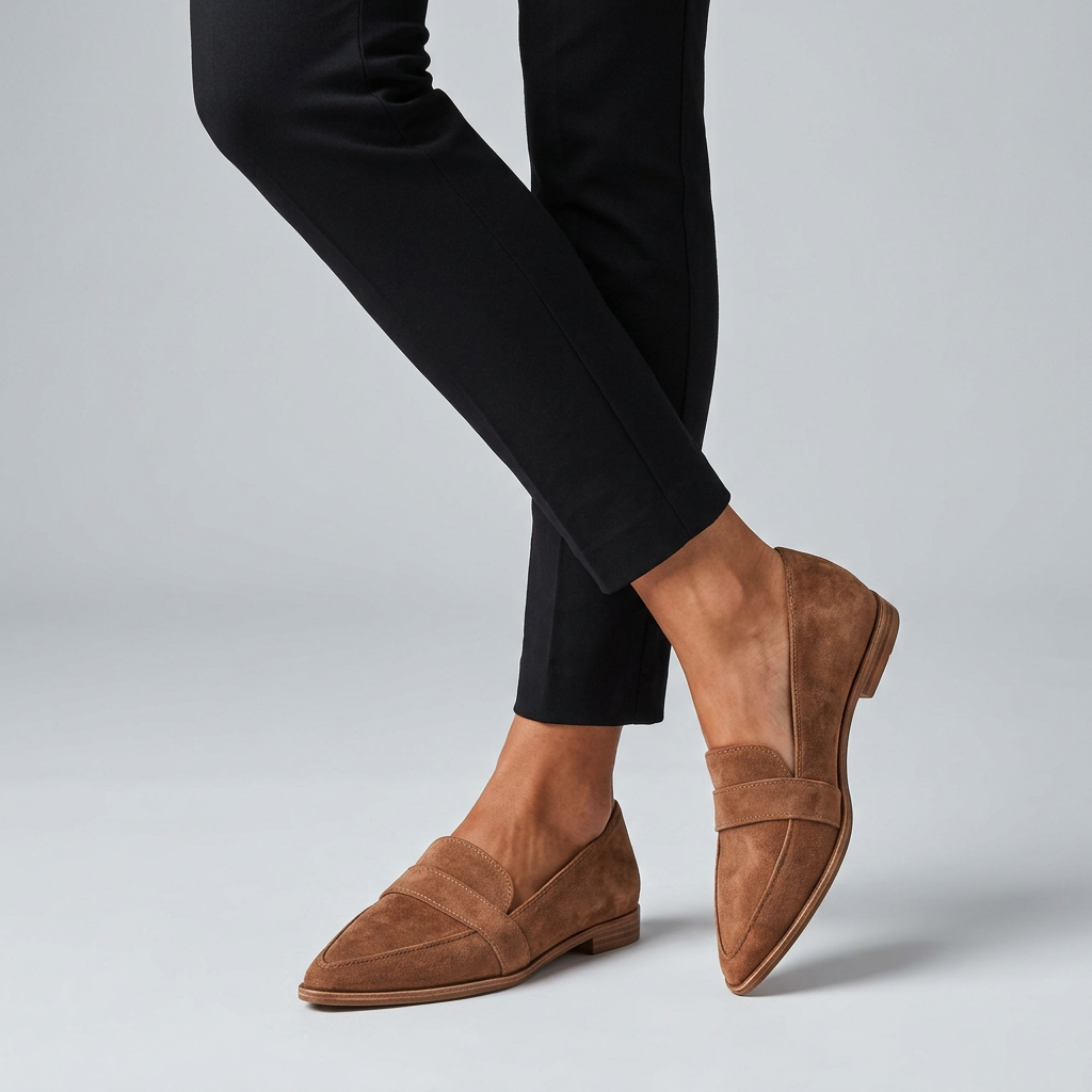 Orthopedic Loafers Pointed Toe Leather Brown - VibreMode
