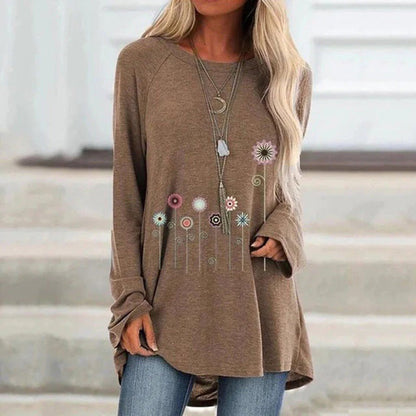 Women's Embroidered Sweatshirt Soft Floral 3D Design