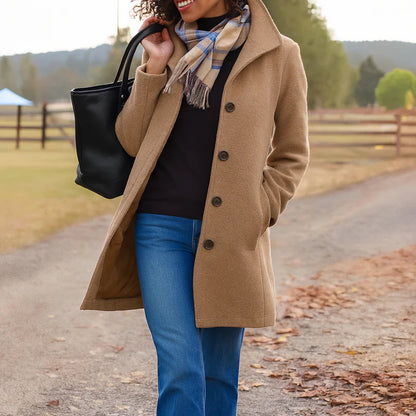 Women's Single Breasted Mid Length Coat