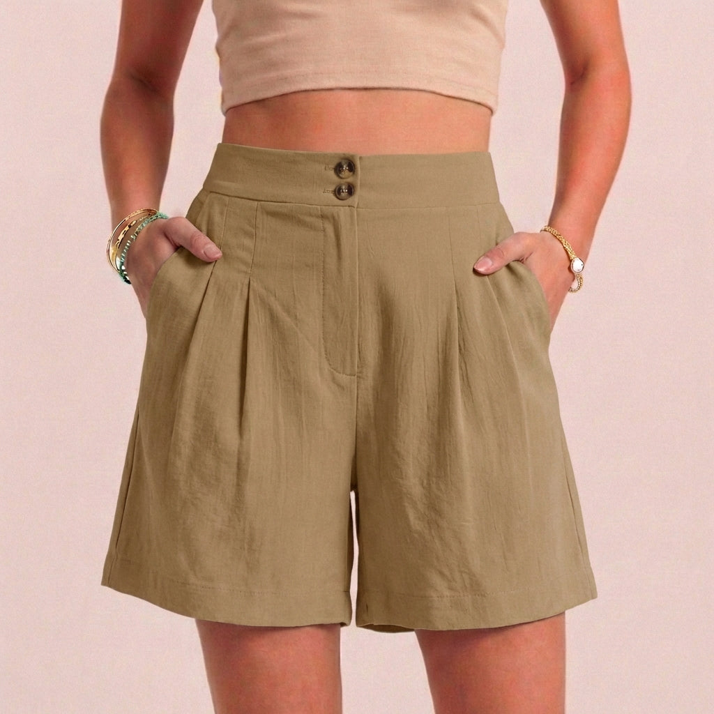 Women's Relaxed Fit Paperbag Shorts Tailored Pockets