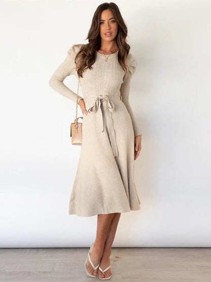 Women's Knitted Midi Dress Cozy Chic - VibreMode