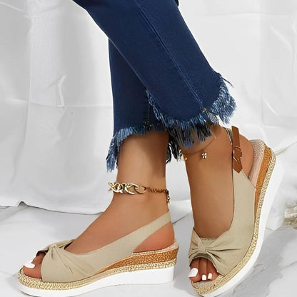 Knot Design Women's Espadrille Wedge Sandals Comfortable - VibreMode