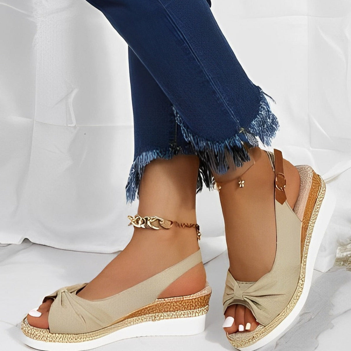 Women's Espadrille Wedge Sandals Canvas Natural - VibreMode