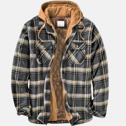 Men's Plaid Hooded Jacket Shirt