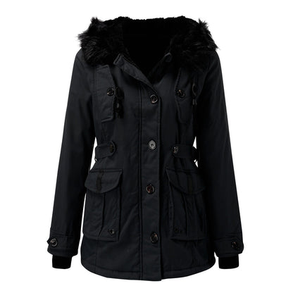 Women's Hooded Parka Coat Insulated Waterproof Black