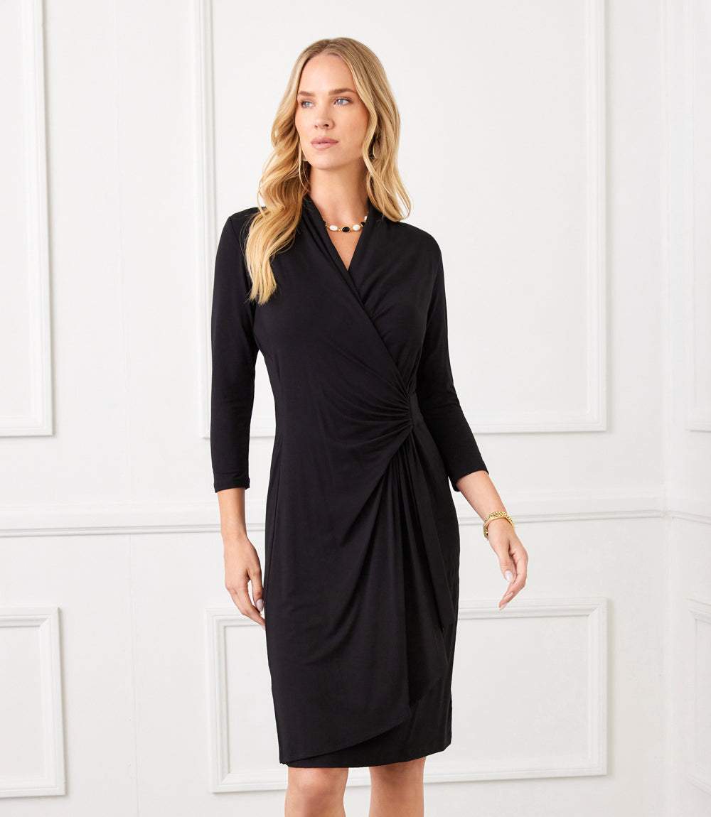 Elegant Ladies' 3/4 Sleeve Wrap Dress