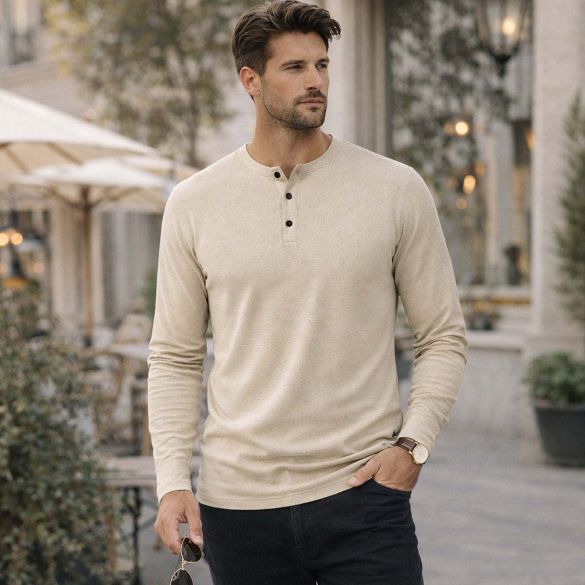 Men's Textured Stripe Button Down Shirt