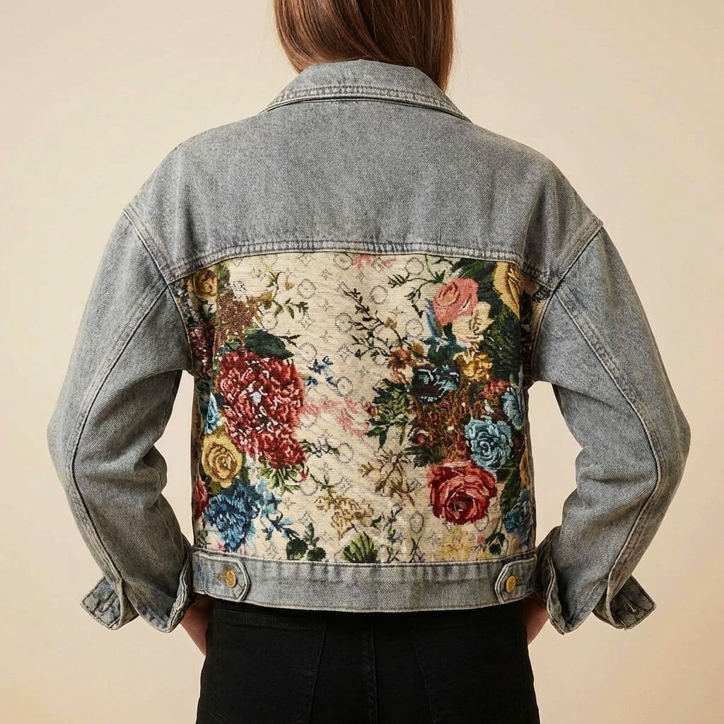 Beautiful Flower Embroidered Jeans Jacket