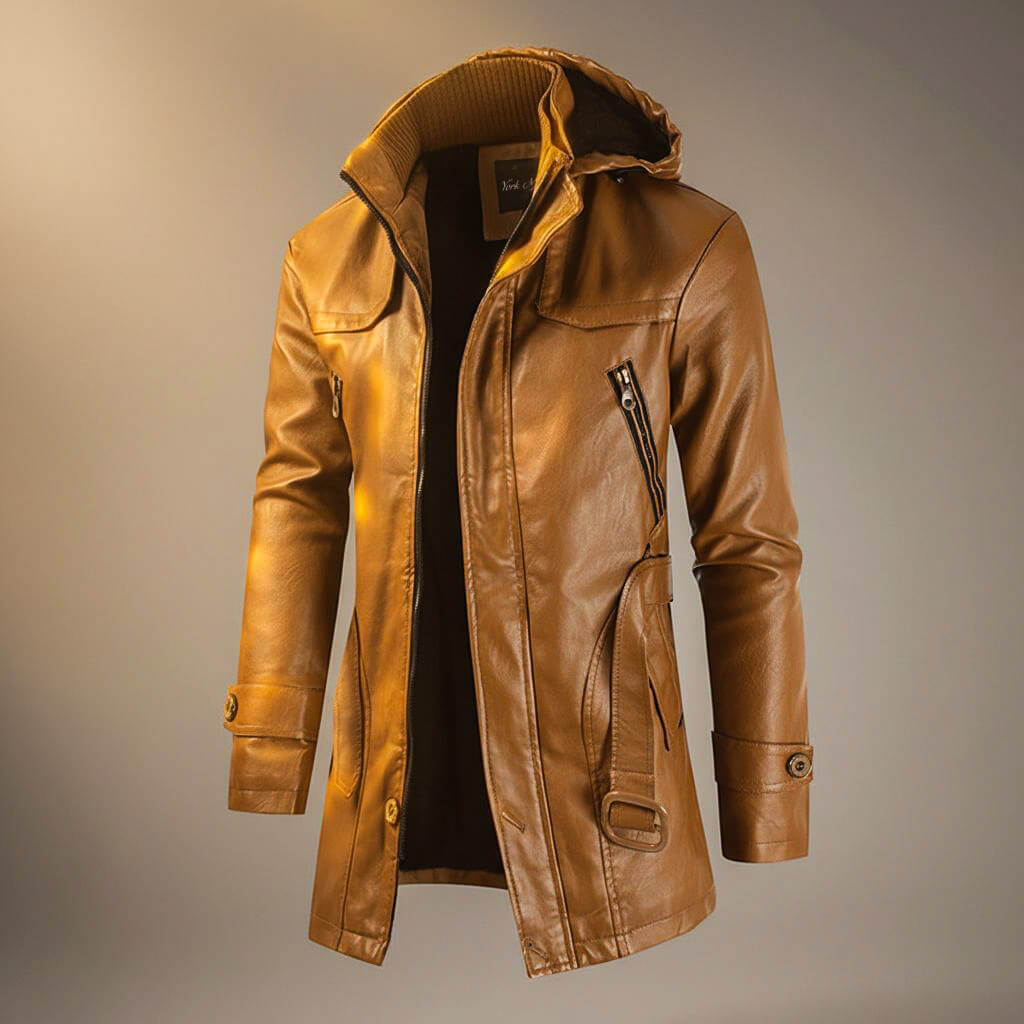 Classic Biker Leather Hoodie Jacket - VibreMode