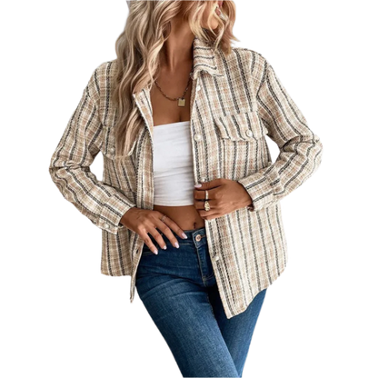 Women's Long Sleeve Blouse Cotton Casual White - VibreMode