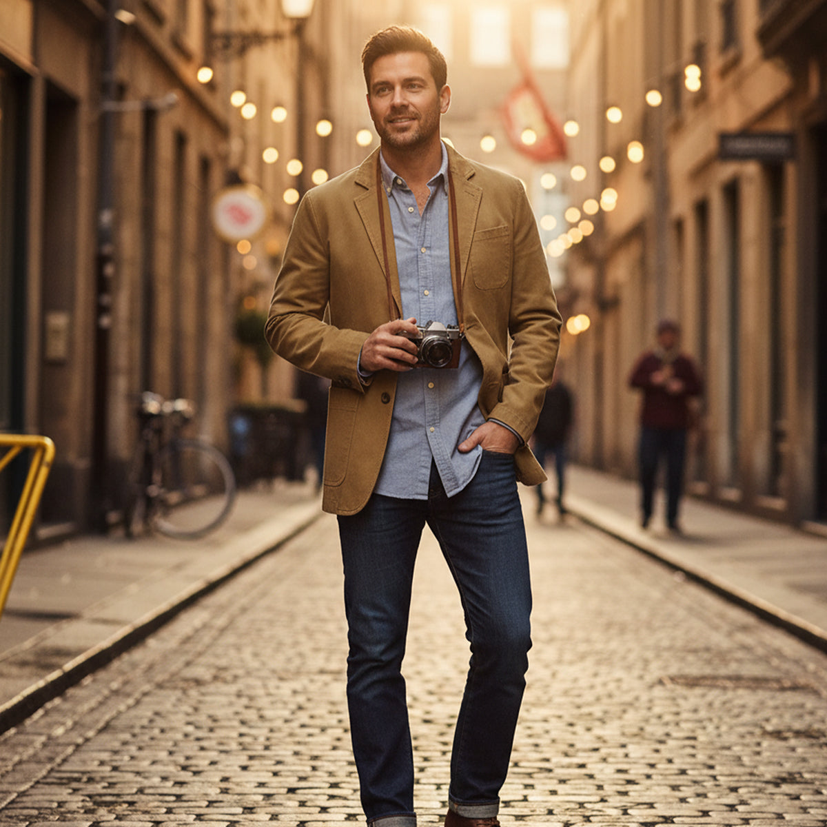 Men's Cotton Blazer Windbreaker With Pockets