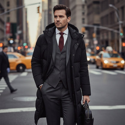 Men's Long Puffer Hooded Coat