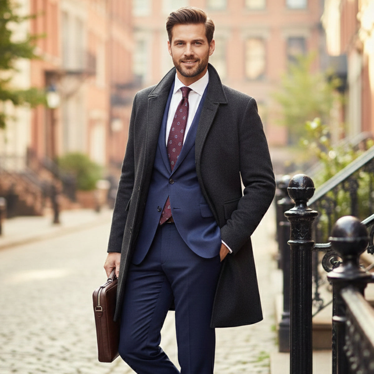 Alderney Men's Wool Blend Long Coat Warm