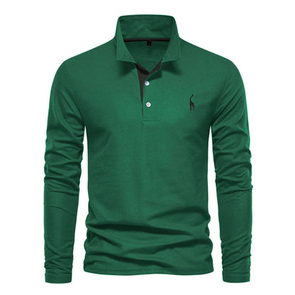 Men's Long Sleeve Polo Jumper Cotton Classic Collar