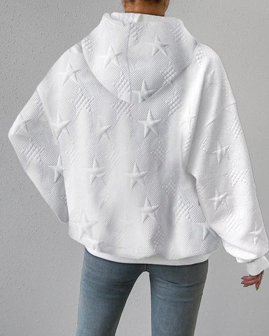 Women's Textured Star Hoodie Pullover Sweatshirt