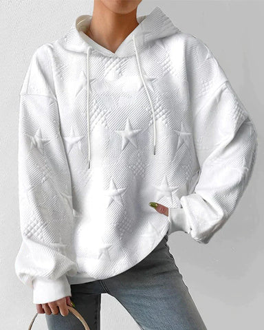Women's Textured Star Hoodie Pullover Sweatshirt