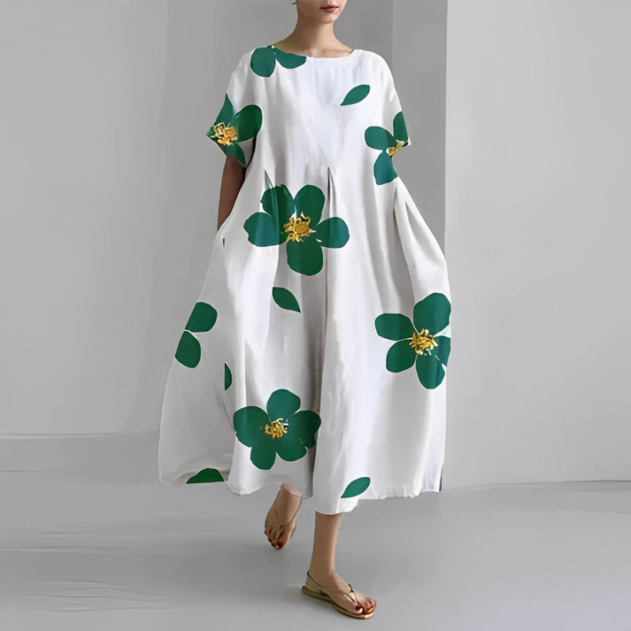 Casual Floral Midi Dress for Women - VibreMode