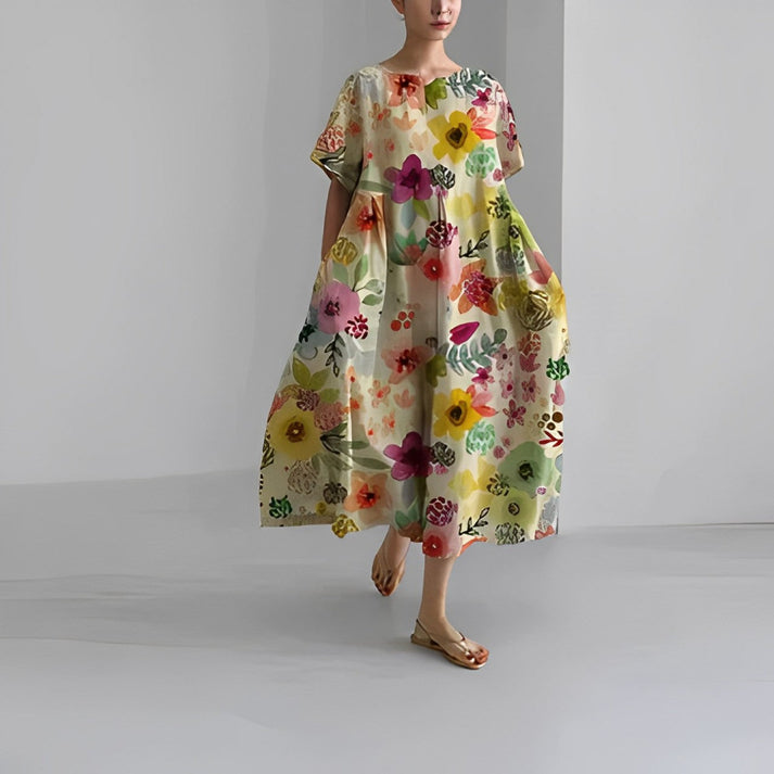 Casual Floral Midi Dress for Women