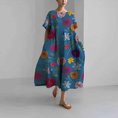 Casual Floral Midi Dress for Women