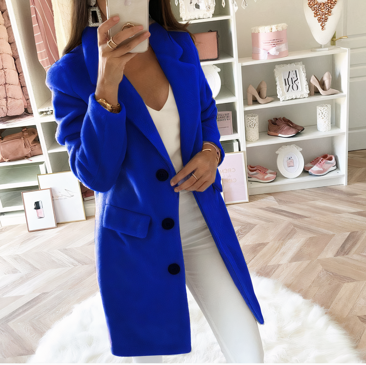 Women's Double Breasted Coat Button Front