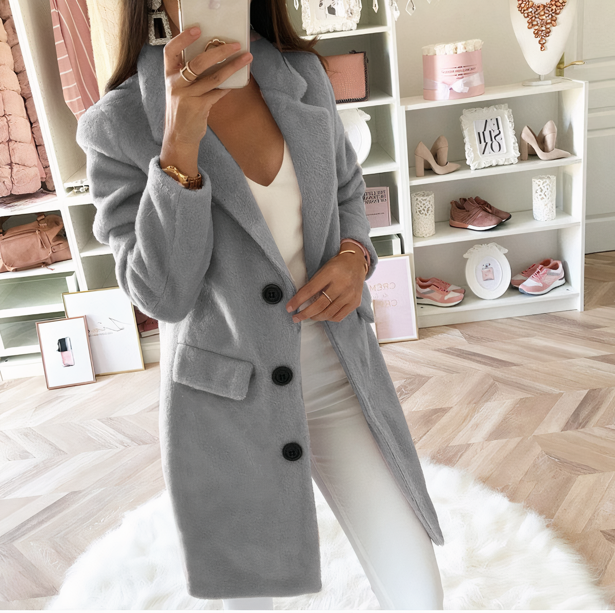 Women's Double Breasted Coat Button Front