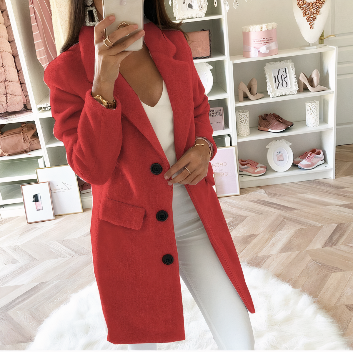 Women's Double Breasted Coat Button Front