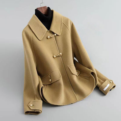 Women's Knit Coat Pearl Buttons Elegant - VibreMode