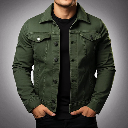 Men's Denim Jacket Buttons Practical Pockets - VibreMode