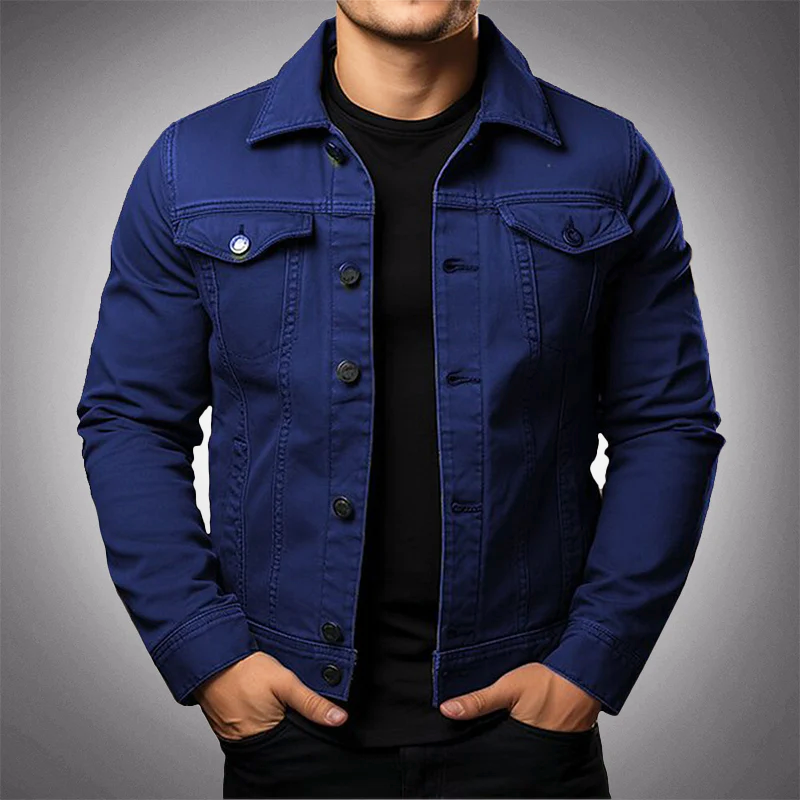 Men's Denim Jacket Buttons Practical Pockets