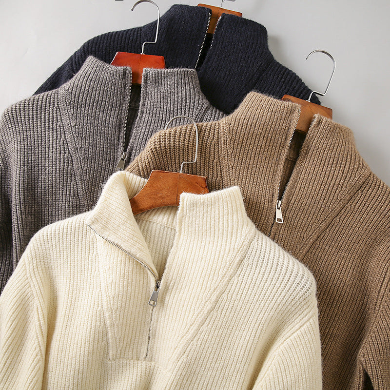 Textured Crew Neck Pullover Sweater - VibreMode