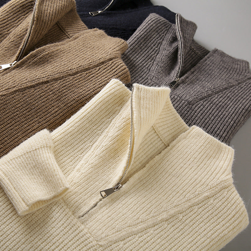 Textured Crew Neck Pullover Sweater