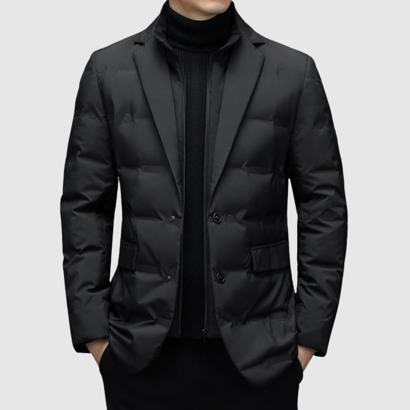 Men's Quilted Jacket Button Front Design - VibreMode