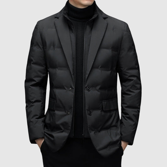 Men's Quilted Jacket Button Front Design - VibreMode