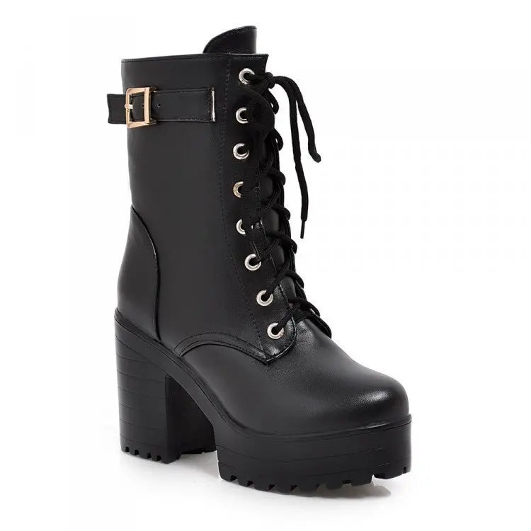 Lace-Up Ankle Boots for Women – Bold & Stylish