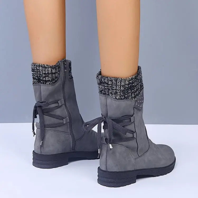 Women's Lace-Up Winter Boots Comfortable - VibreMode