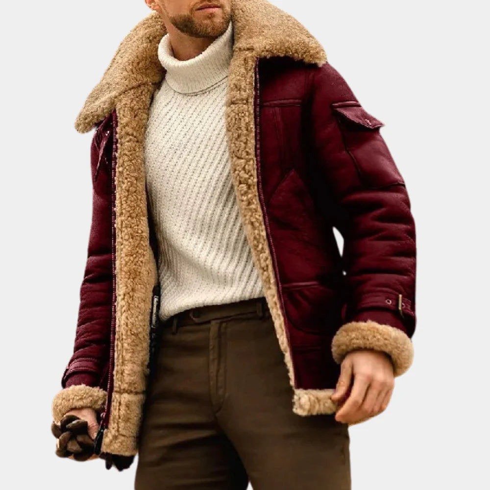 Men's Leather Aviator Jacket Warm Brown