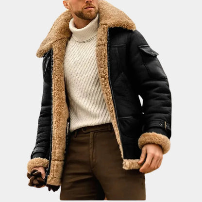 Men's Leather Aviator Jacket Warm Brown
