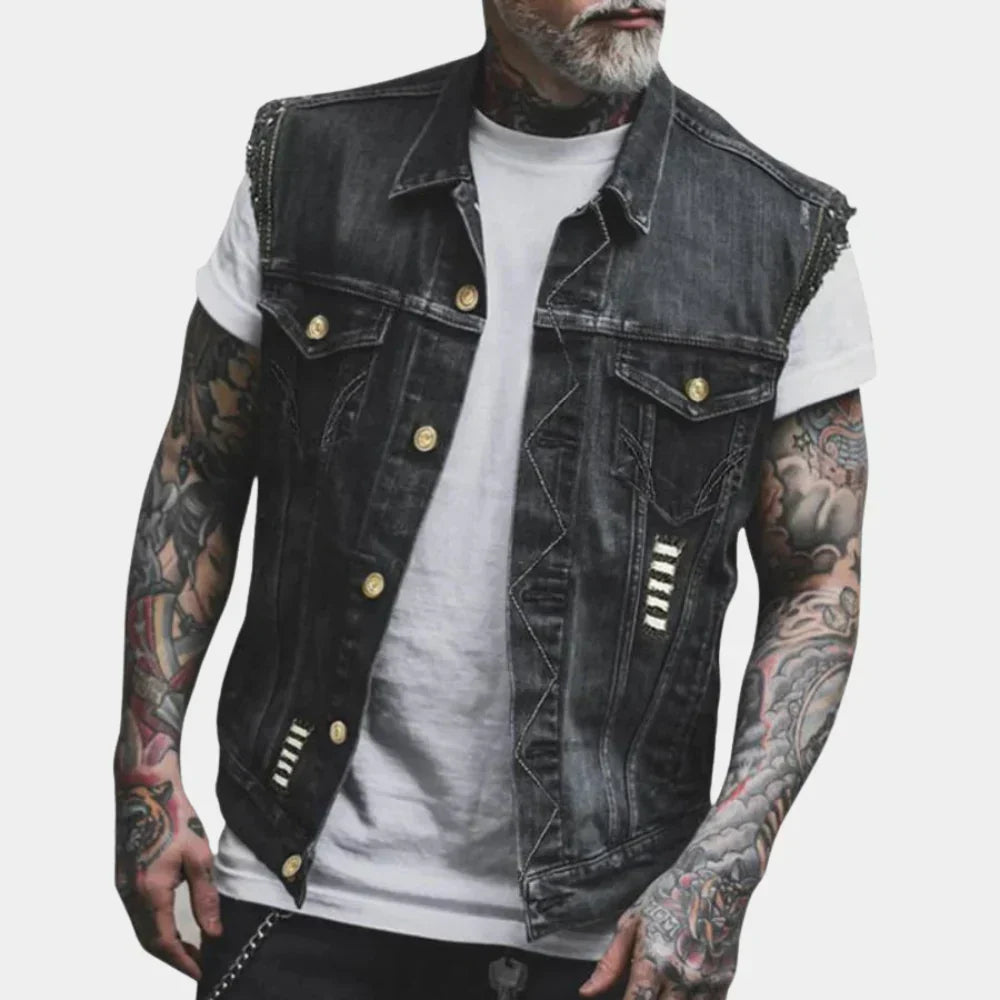 Men's Denim Vest Retro Style - VibreMode