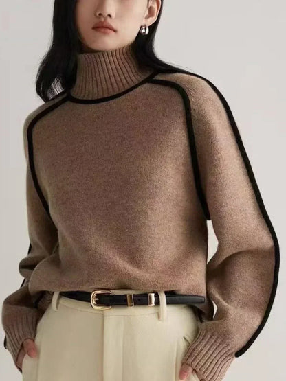 Fashionable Knit Turtleneck Sweater for Women - VibreMode